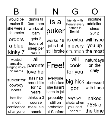 Dani's Bingo Card