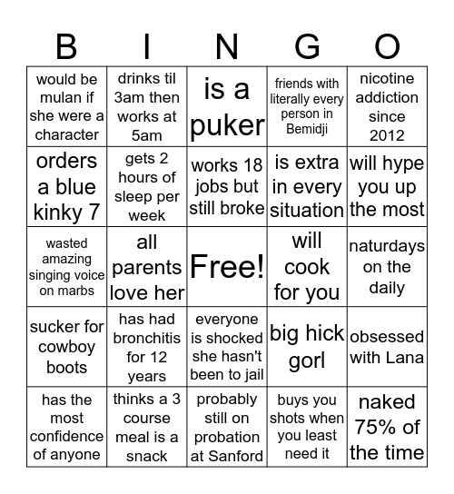 Dani's Bingo Card