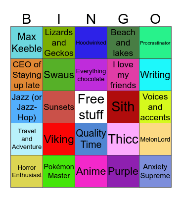 Reese Bingo Card