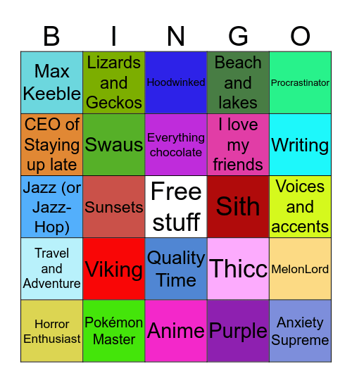 Reese Bingo Card