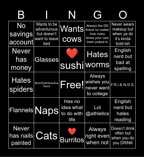 Kitty’s Bingo Card