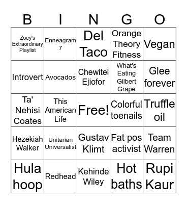 Misha Bingo Card