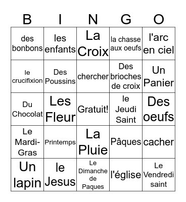 loto de Pâques Bingo Card