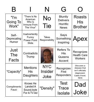 Governor Andrew Cuomo Press Conference Bingo Card