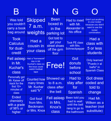 BHS Bingo Card