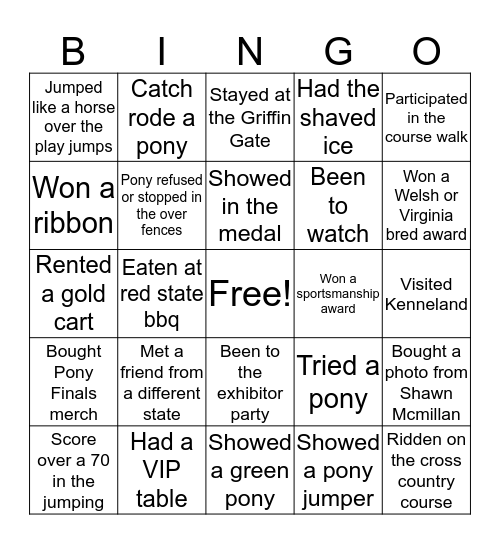 💓PONY FINALS💓 Bingo Card