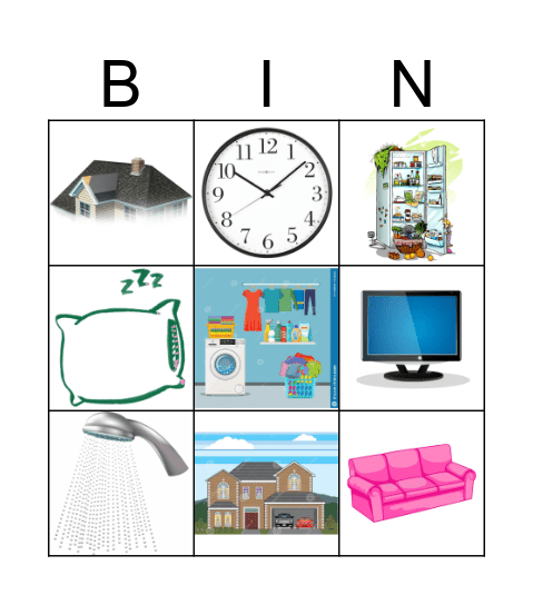 Parts of the House & Furniture Bingo Card