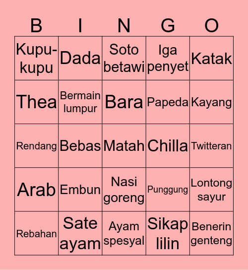 Pranaja Bingo Card