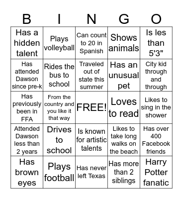 Who is it? Bingo Card