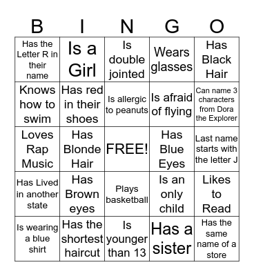 Social Bingo Card