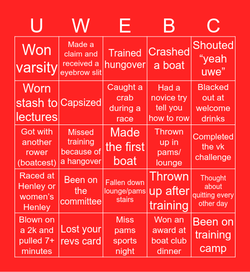 UWEBC BINGO Card