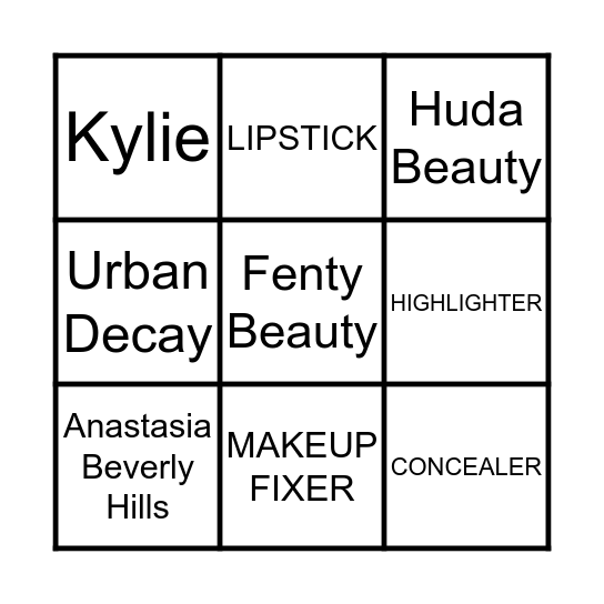 YOUR FAVORITE BRAND Bingo Card