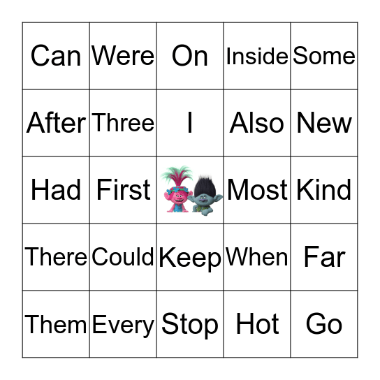 SIGHT WORDS BINGO Card