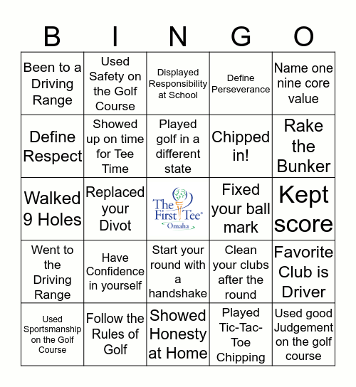 First Tee BINGO! Bingo Card