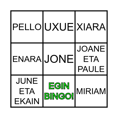 ARRETXINAGAKO UMEAK Bingo Card