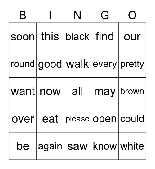 sight word bingo U5L2 Bingo Card