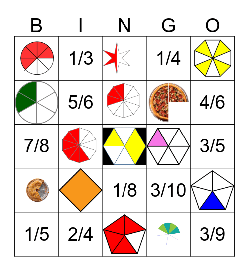 Fraction Bingo Card