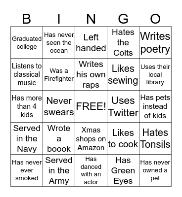 Family Bingo Card
