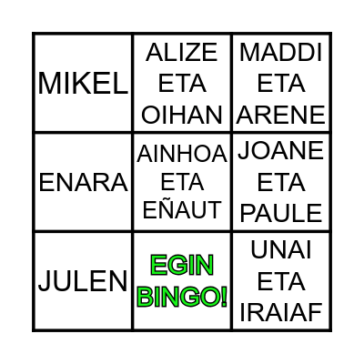 ARRETXINAGAKO UMEAK Bingo Card