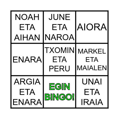 ARRETXINAGAKO UMEAK Bingo Card