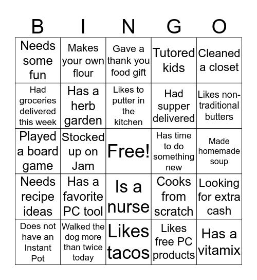 Pampered Chef April 7 Bingo Card Bingo Card