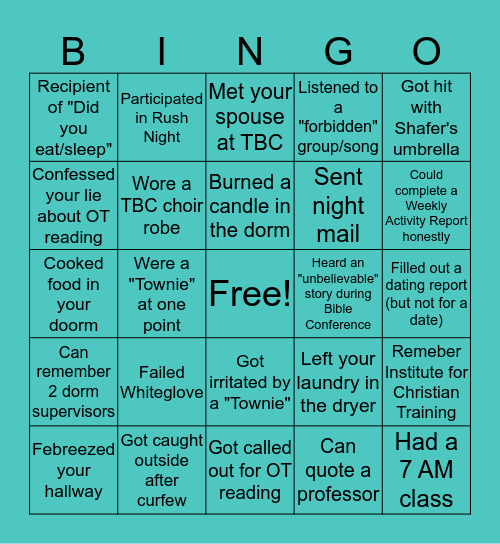 TBC Alumni Bingo (Old School) Bingo Card