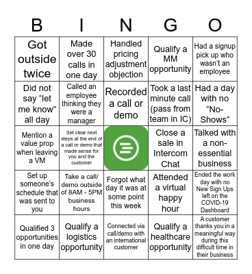 SB SDR Bingo Card