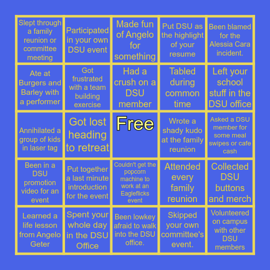 DSU BINGO Card