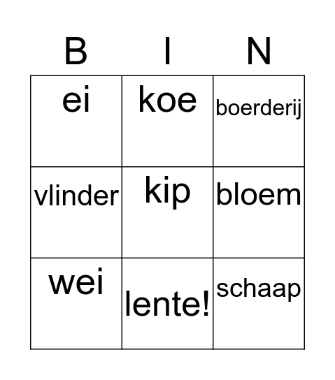 Lente in het land Bingo Card