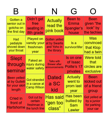 CSG CLASS OF 2022 Bingo Card