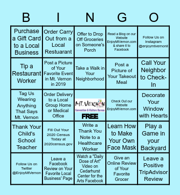Enjoy Mt. Vernon Bingo Card