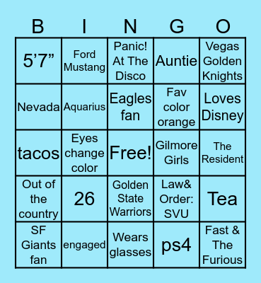 Sara’s Similarity Bingo Card