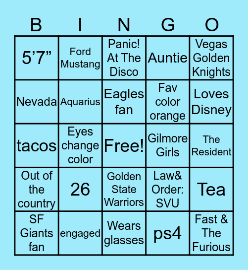 Sara’s Similarity Bingo Card