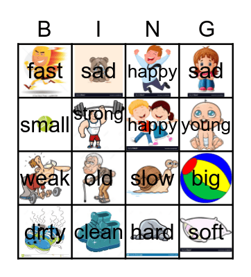 Adjective Bingo! Bingo Card