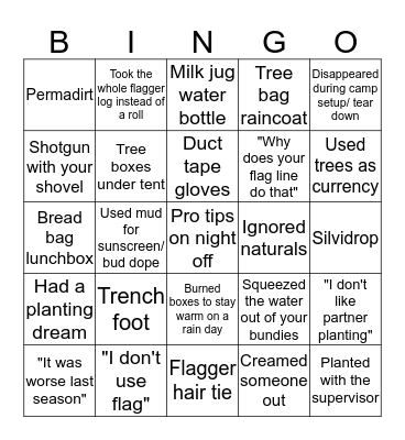 Crusty Bingo Card