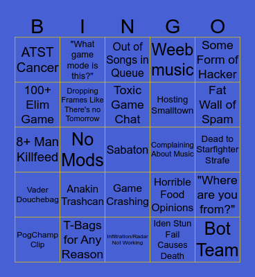 WaddeWadde Stream Bingo Card