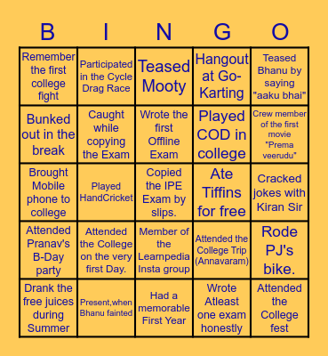 SSV Bingo Card