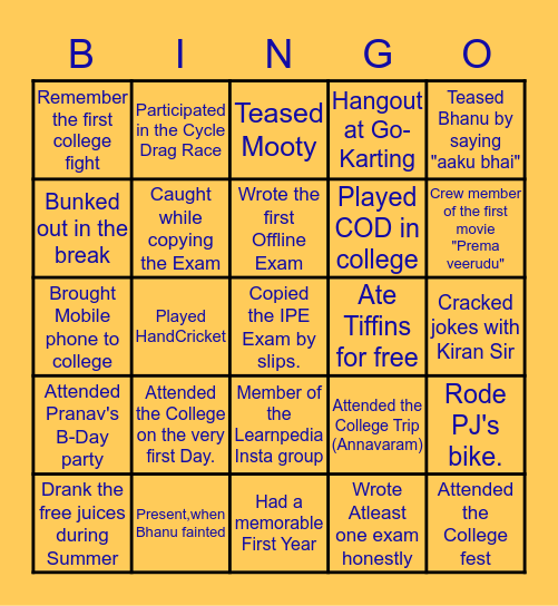 SSV Bingo Card