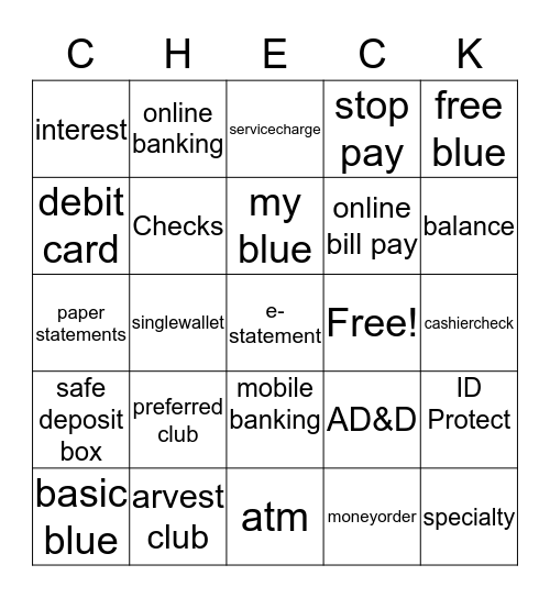 Arvest Bingo Card