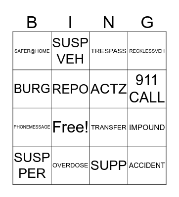 CALL Bingo Card