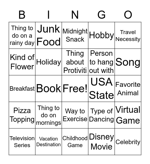 What's your favorite .... Bingo Card
