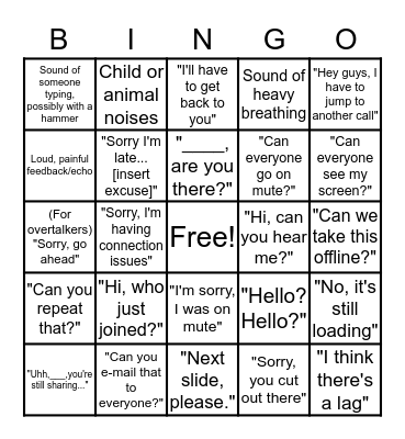 Conference Call Bingo Card