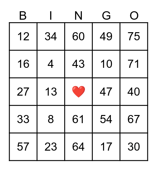 Karen SY 001 Bingo Card