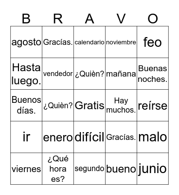 Epanol (mezclado) Bingo Card