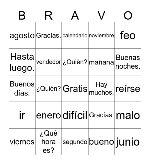 Epanol (mezclado) Bingo Card