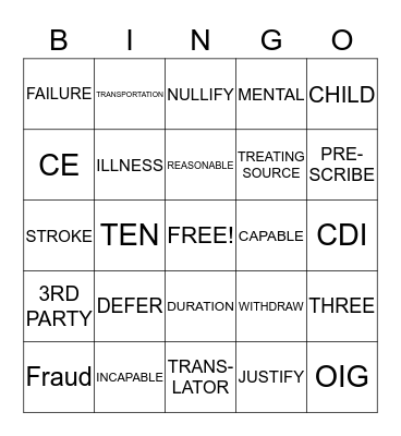 MOD 3 BINGO Card