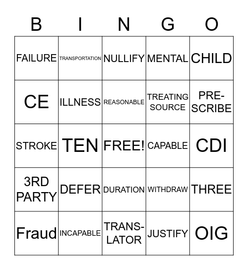 MOD 3 BINGO Card