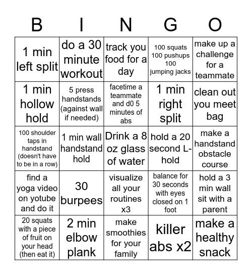 Challenge 2 Bingo Card