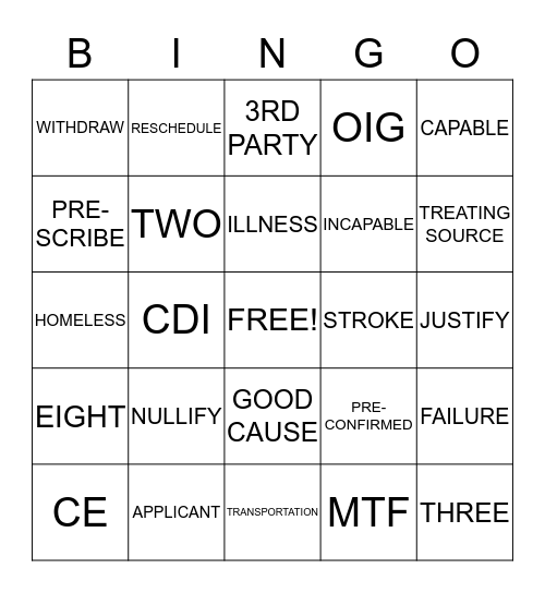 MOD 3 BINGO Card