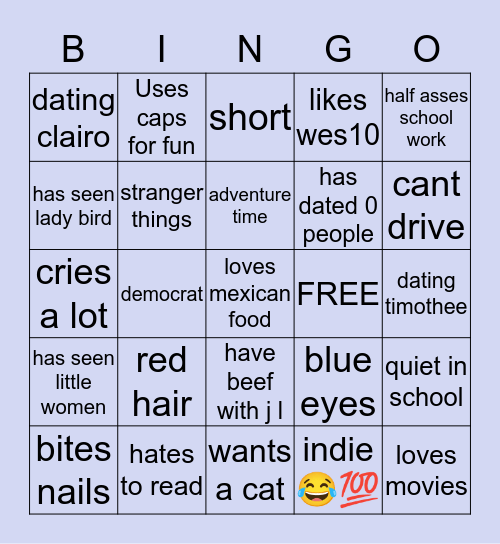 hannah bingo 😡 Bingo Card